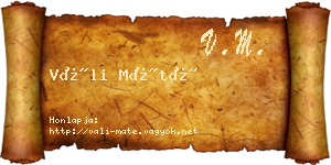 Váli Máté névjegykártya